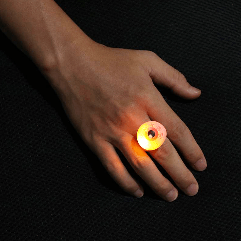 Christmas Halloween Eyeball Shape Soft Rubber Glowing LED Festival Gifts Party Lovely Finger Lights Rings - MRSLM