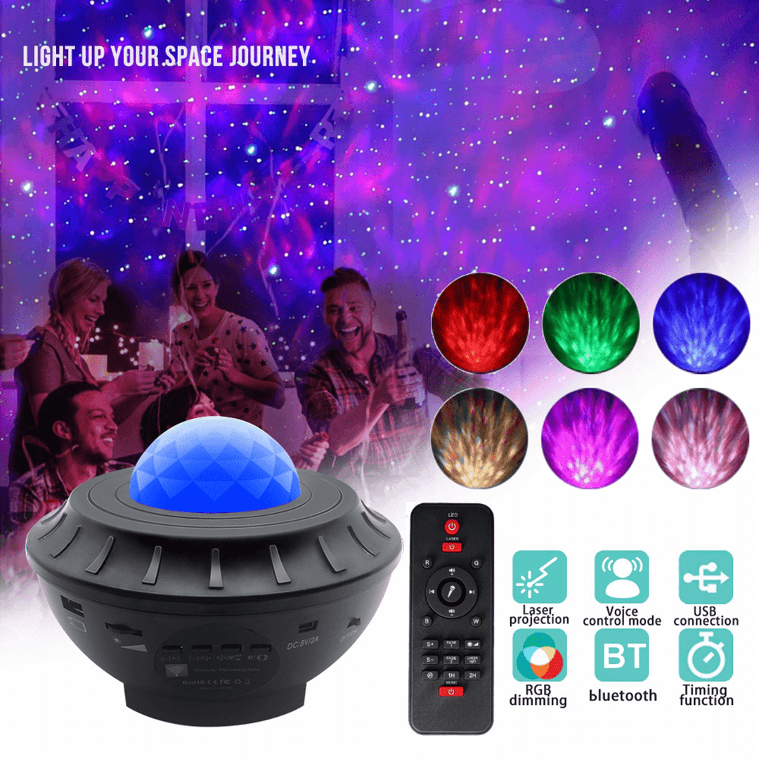 Remote Control USB LED Ocean Star Night Sky Laser Projector Light Bluetooth 5.0 Star Party Projection Lamp - MRSLM