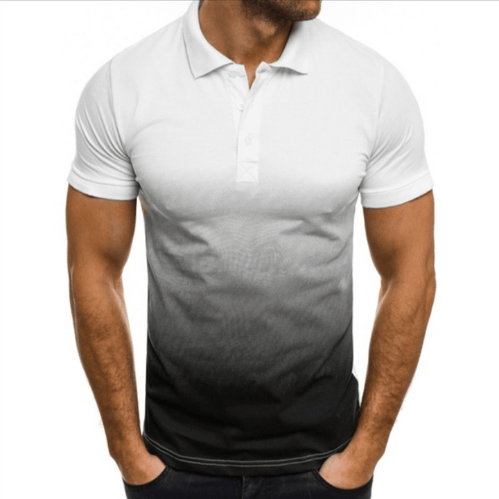 Slim-Fit Gradient Print Short-Sleeved Lapel Shirt Men'S POLO Shirt - MRSLM