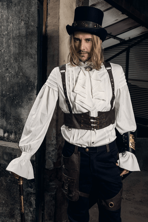 Gear Duke Steampunk Industrial Gothic Gothic Sling Fashion Strap Men'S Slim Short Leather Vest Women - MRSLM