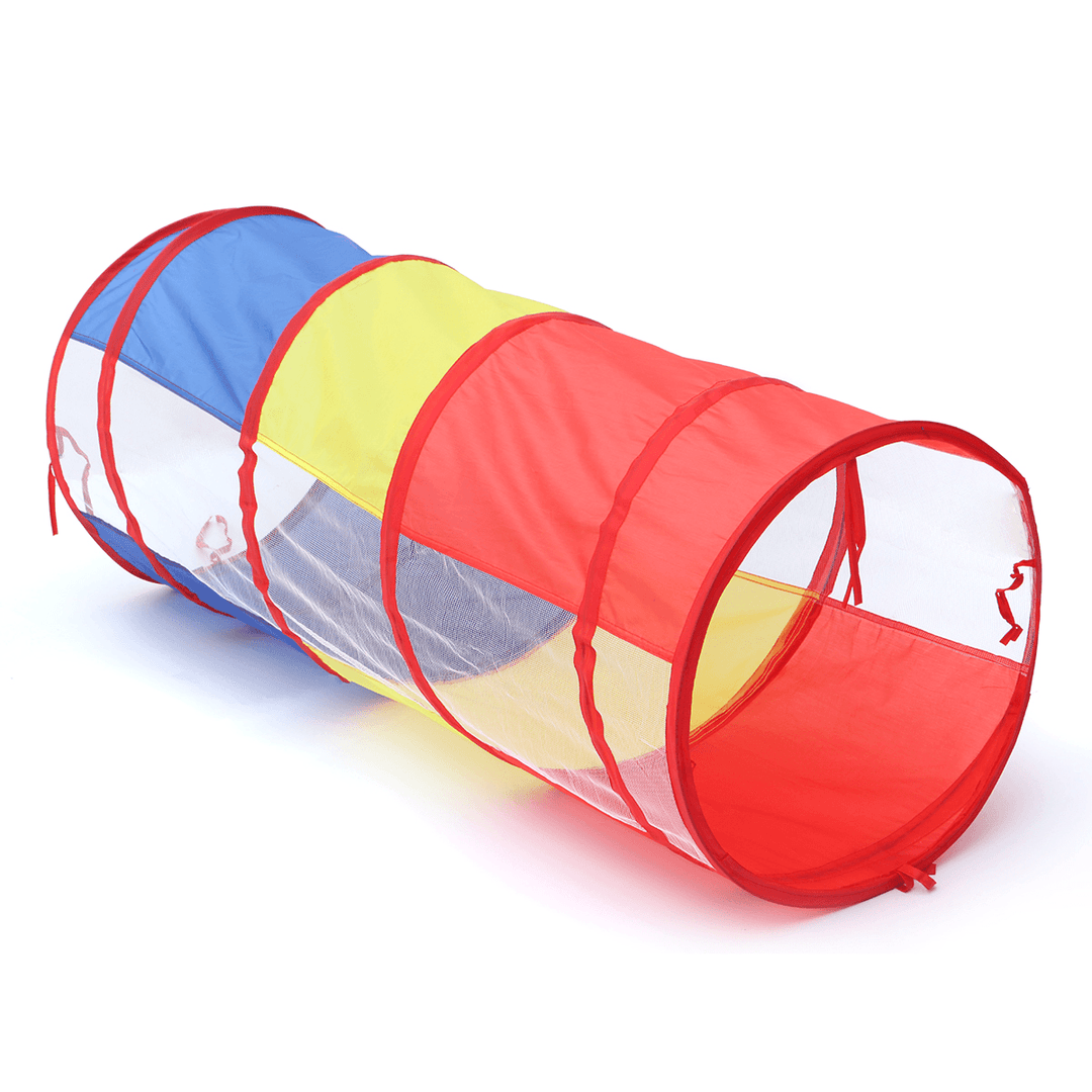 4 in 1 Kids Foldable Basketball Toys Set Triangle Tent+Tunnel+Four-Corner Tent Indoor＆Outdoor Playhouse Intelligence＆Crawling Ability Training - MRSLM