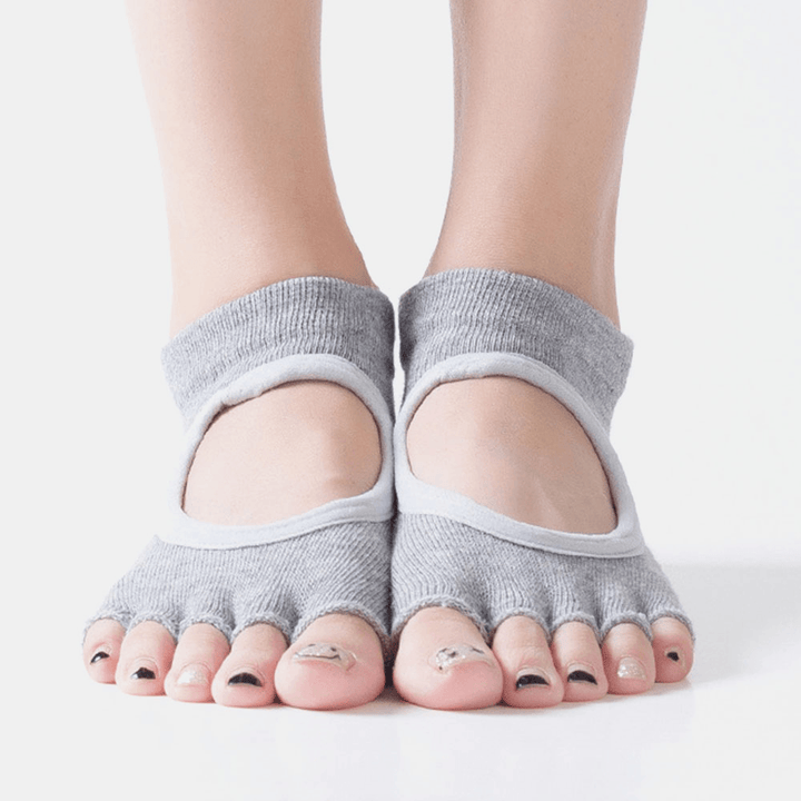 Women Breathable Non-Slip Dispensing Open Toe Yoga Socks Fitness Pilates Dance Socks - MRSLM