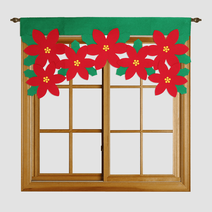 Christmas Petals Curtains Festival Xmas Flower Curtain Living Room Decoration - MRSLM