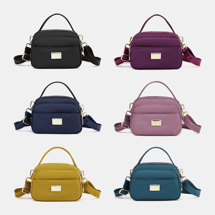 Women Oxford Multi-Layer Zipper Pocket Crossbody Bag Wild Waterproof Large Capacity Shoulder Bag Handbag - MRSLM