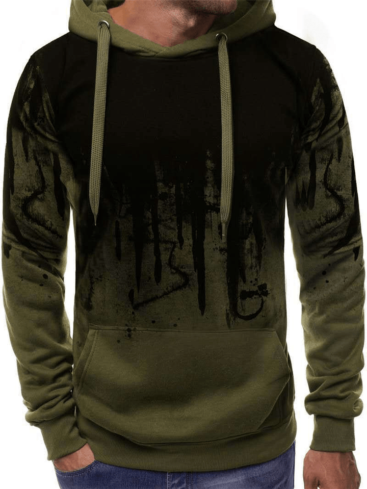 Men'S Velvet Sweatshirt with Ink-Splashing Print Pullover Sweater - MRSLM