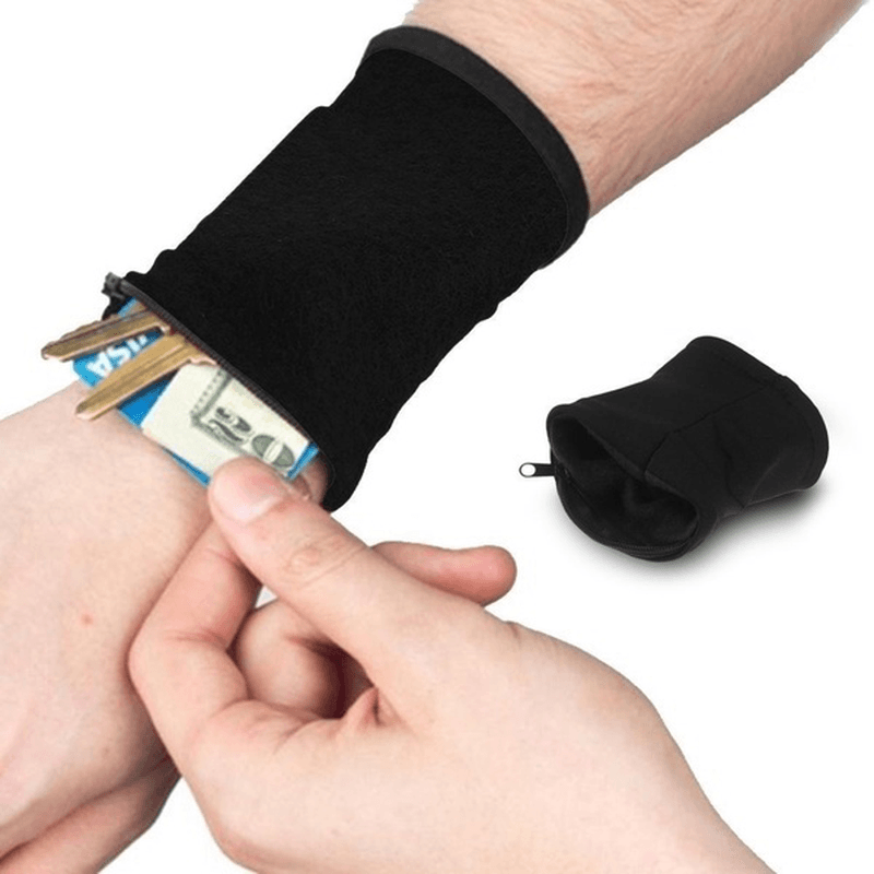 Wrist Wallet Pouch Band Fleece Zipper Running Travel Gym Cycling Safe Sport Wrist Wallet - MRSLM