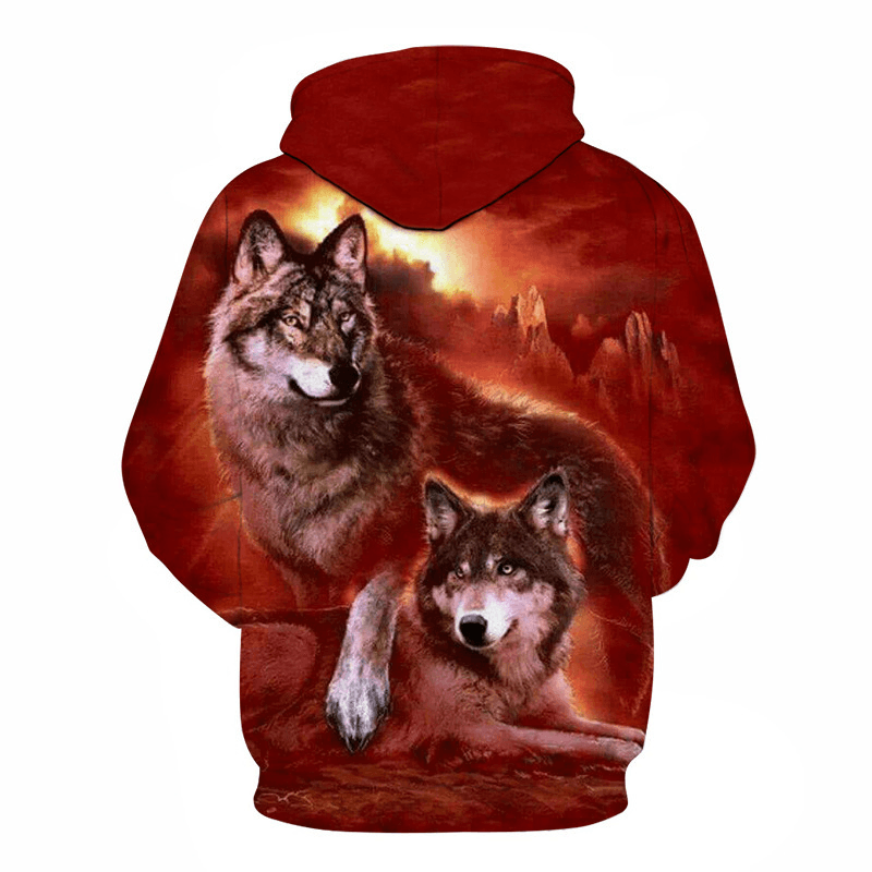 Digital Double Wolf Print Long-Sleeved Sweater - MRSLM