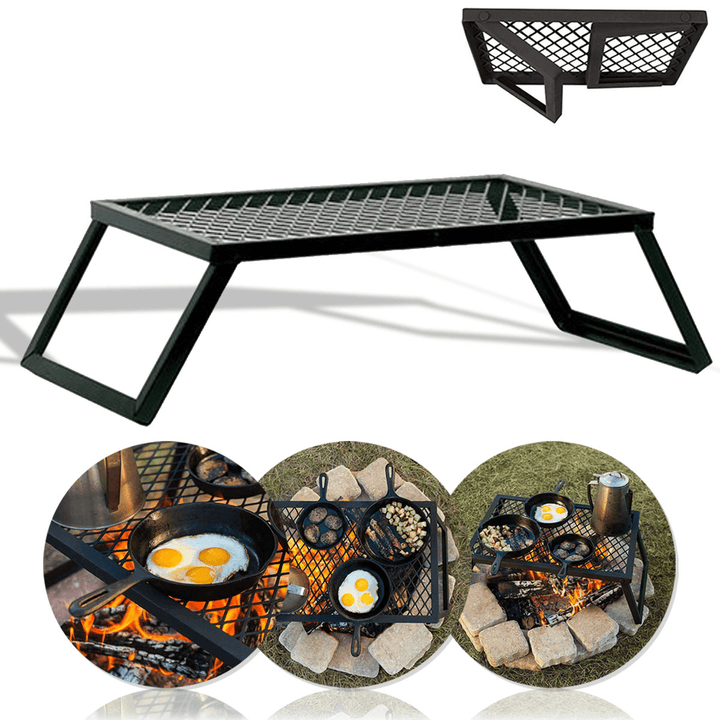 Portable Folding Campfire Grill Grate Camping BBQ Cooking Open over Fire Outdoor Folding Garden Furniture - MRSLM