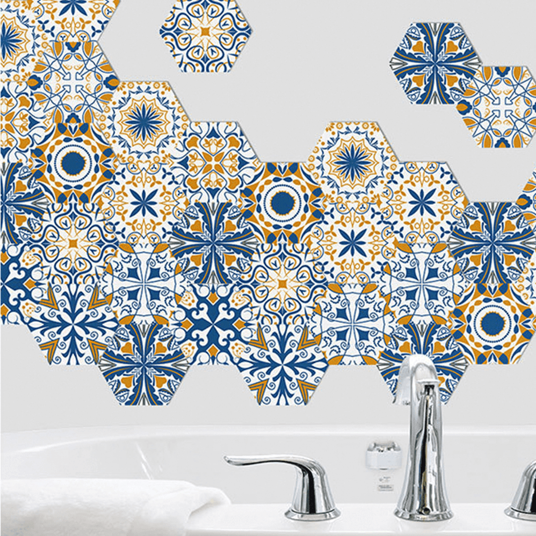Hexagonal Floor Stickers Special-Shaped Tile Stickers Self-Adhesive Bathroom Toilet Waterproof and Wear-Resistant Wall Stickers Floor Stickers - MRSLM
