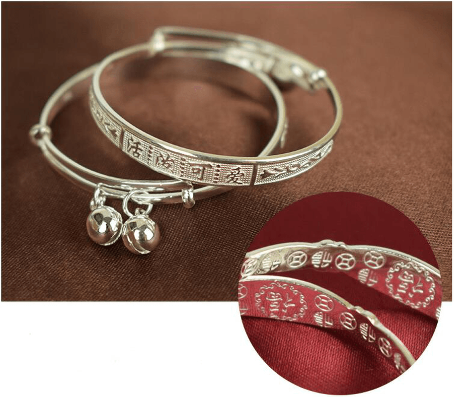 S990 Pure Silver Baby Bracelet Taobao Baby Jewelry Baby Silver Bracelet BB Silver Ornament Full Moon Gift - MRSLM