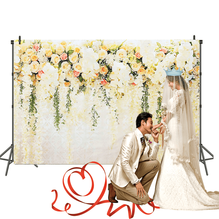 210X150Cm Floral Wedding Backdrop Rose Wall Background Bridal Wedding Decorations - MRSLM