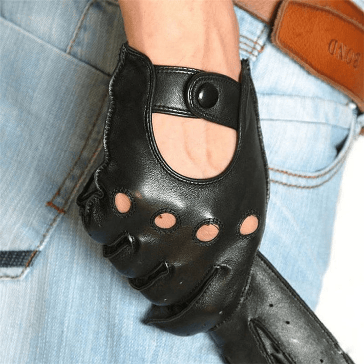 Men'S Driving Leather Driving Touch Screen Gloves - MRSLM
