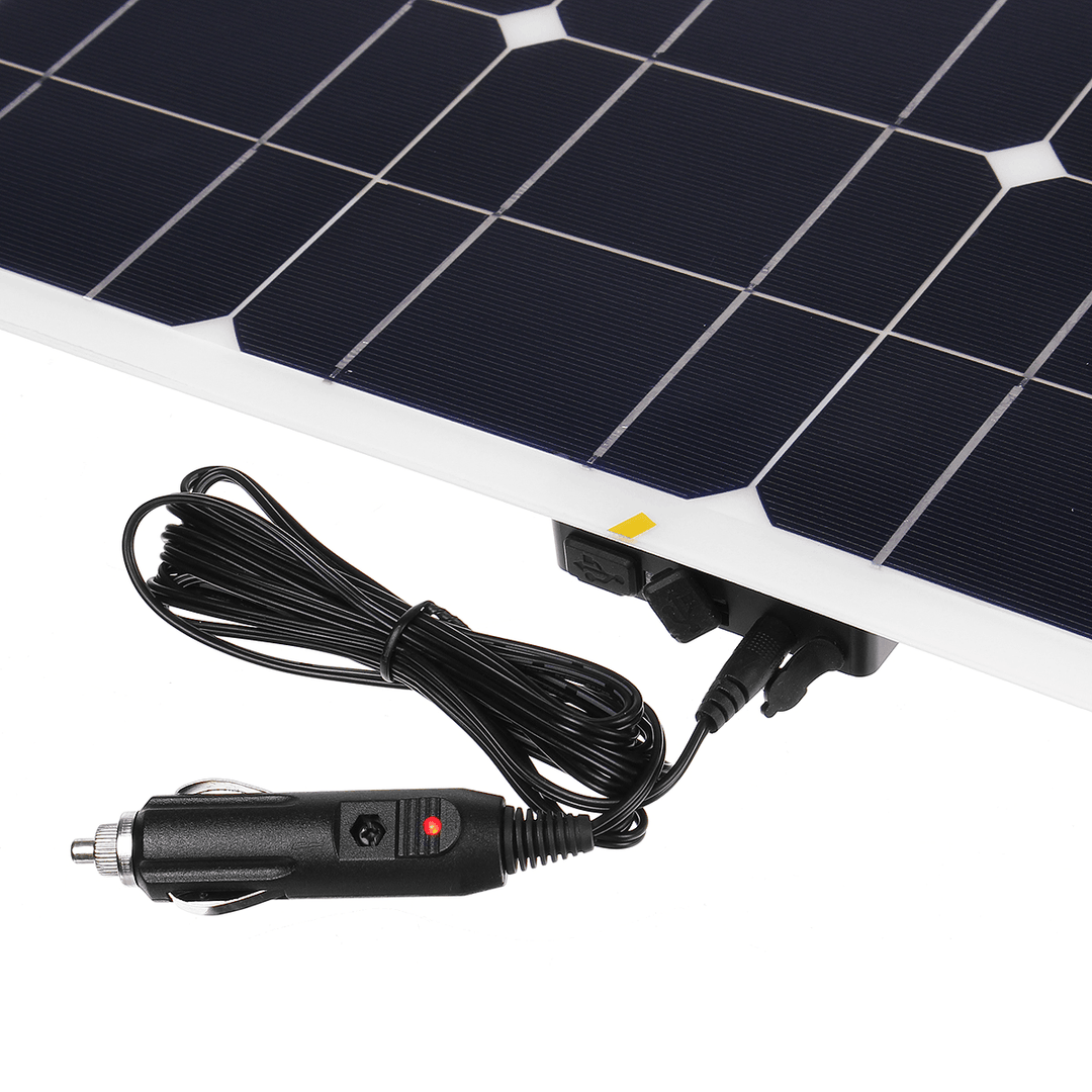 150W 18V Mono Solar Panel Dual USB 12V/5V DC Monocrystalline Solar Charger for Car RV Boat Battery Charger Waterproof - MRSLM
