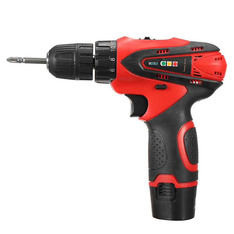 DC 12V Power Drills Two Speed Electric Screwdriver 2 Batteries 1 Charger Screw Driver Tools Kit - MRSLM