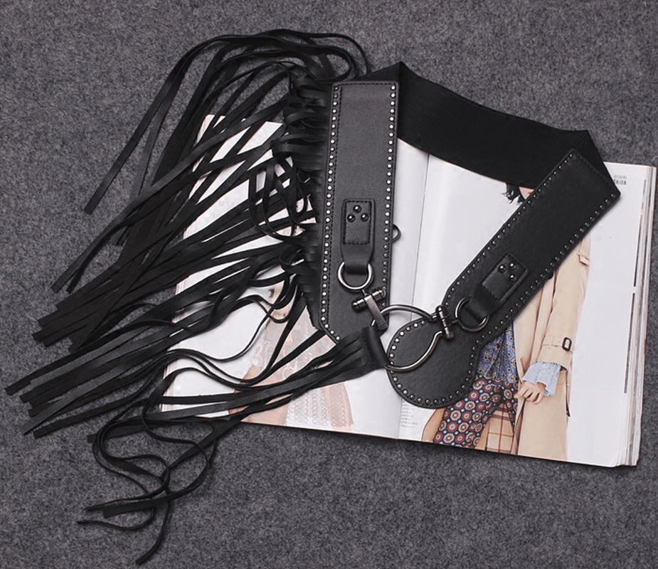 Personalized Long Fringe Fashion Buckle Wide Girdle Belt Belt - MRSLM