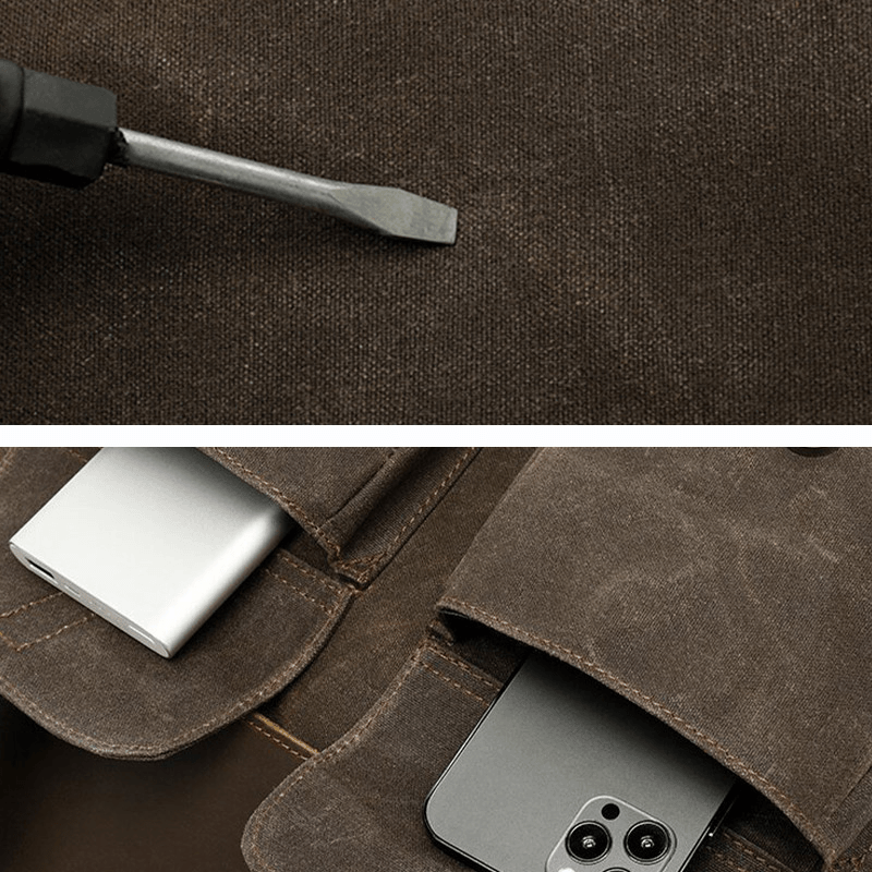 Men Vintage Multi-Pockets Wear-Resistant Genuine Leather Briefcase Crossbody Shoulder Bag - MRSLM