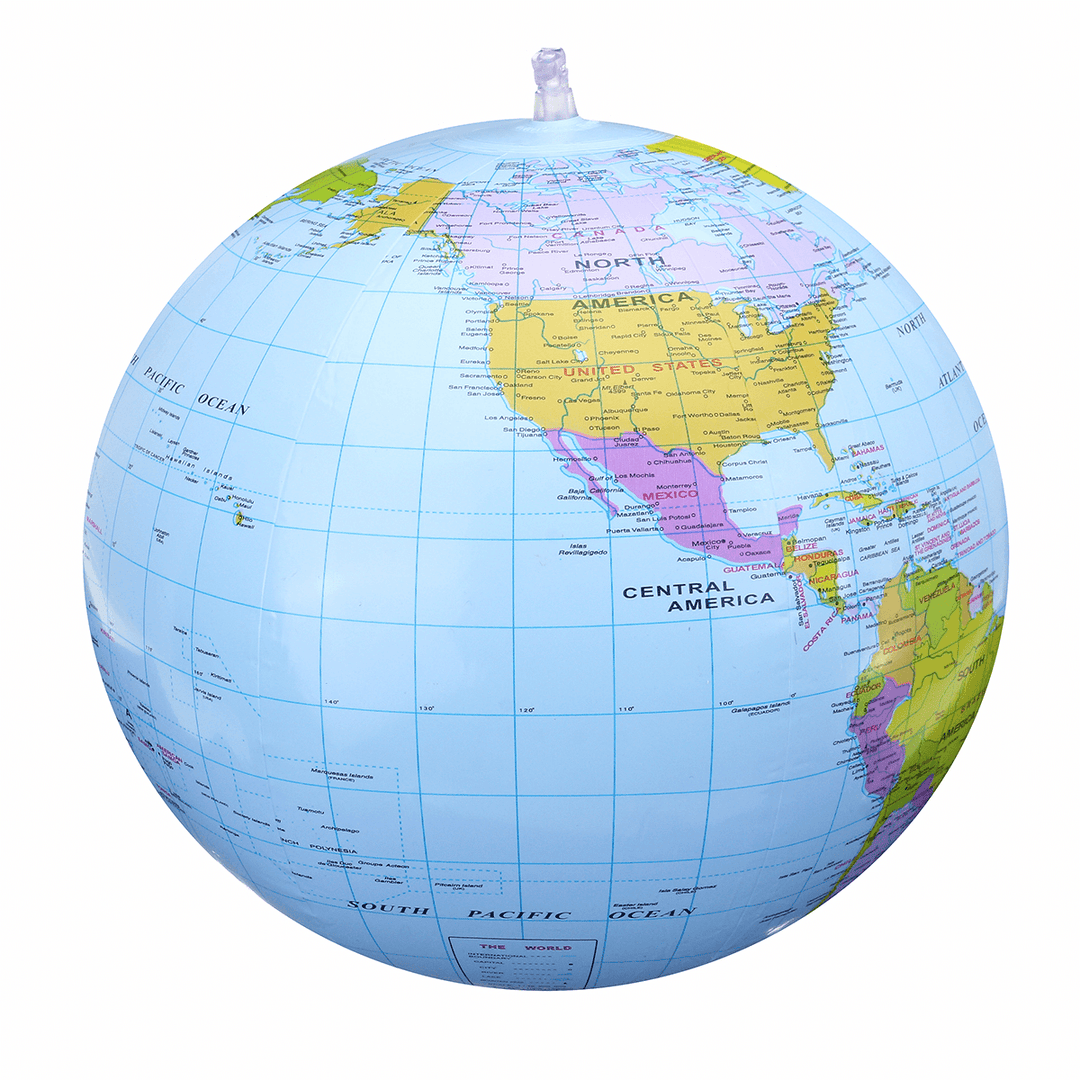 PVC Inflatable Globe Beach Ball Geography 16Inch World Map Educational Toys - MRSLM