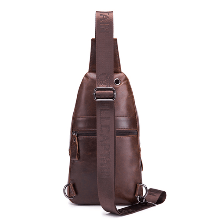 Bullcaptain Genuine Leather Bag Vintage Sling Bag Chest Bag for Men - MRSLM