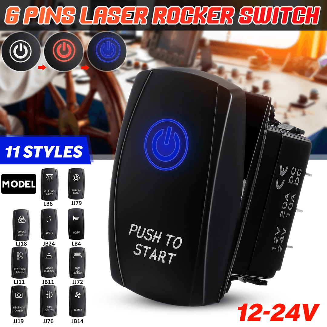 Rocker Switch LED Light Bar On-Off 6 Pins 12-24V Car Truck Boat 11 Sizes - MRSLM