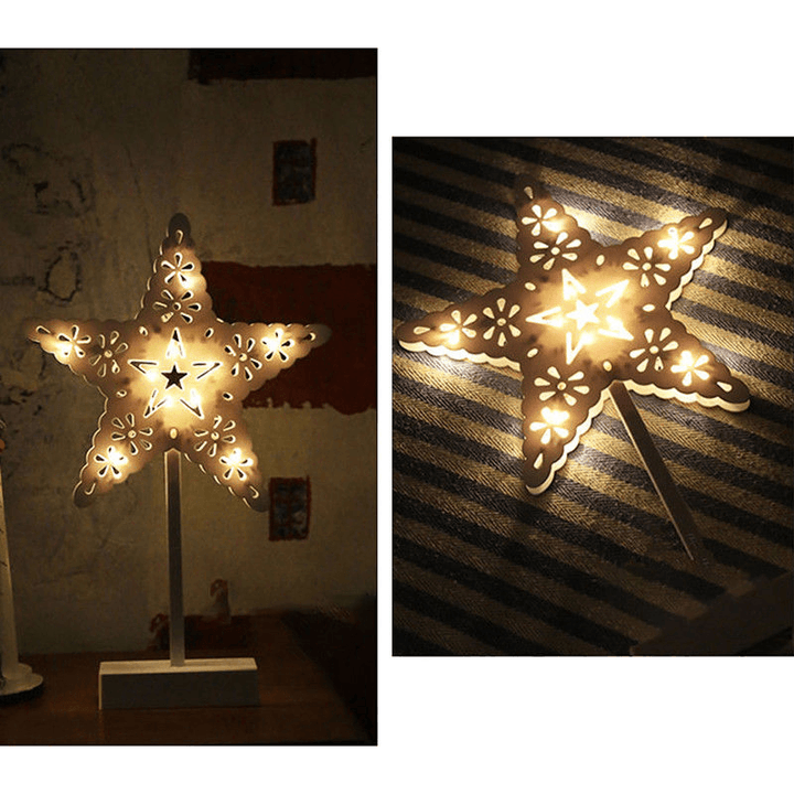 Christmas LED Wooden Table Mini Night Light Desk Lamp Wedding Bedroom Christmas Decor Gifts - MRSLM