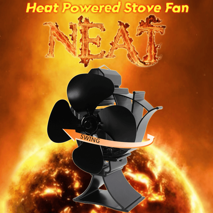Ipree® 4 Blades Fireplace Fan Thermal Heat Power Stove Fan Wood Burner Fan Heat Power Fan Rotatable - MRSLM