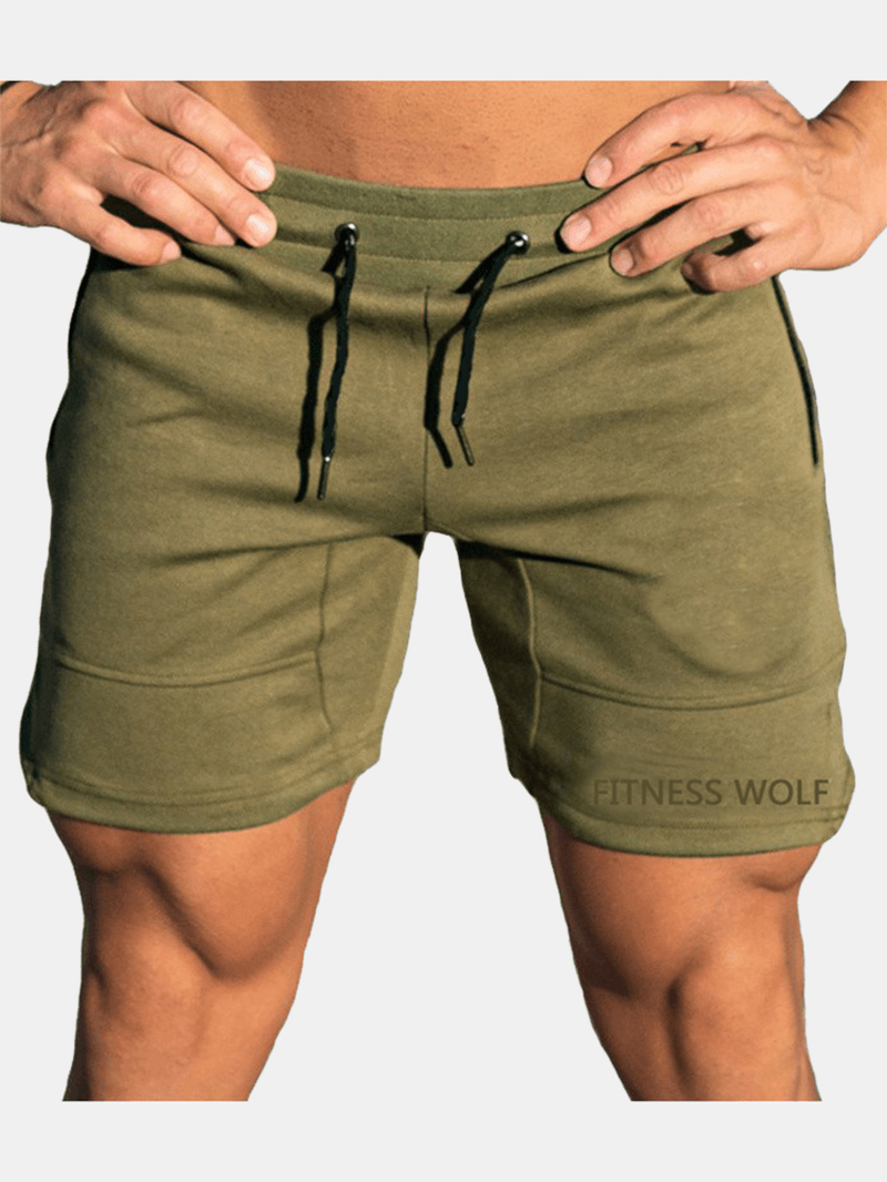 Mens Sports Bicycle Drawstring Slim Fit Solid Color Casual Shorts - MRSLM