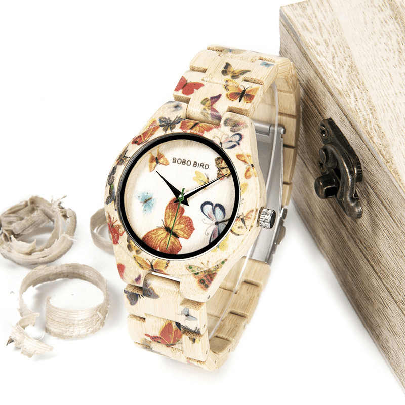 BOBO BIRD O20 Fashionable Bamboo Women Wrist Watch Hardlex Glass Wooden Quartz Watch - MRSLM