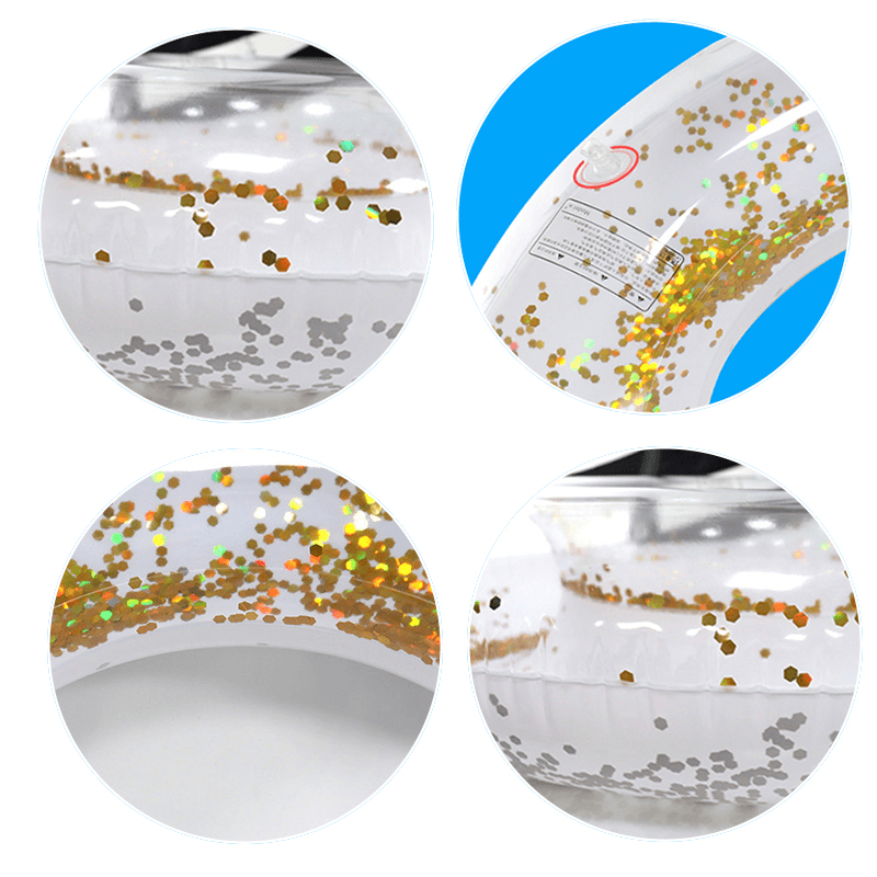 60/90CM Kids/Adult Sequin Inflatable Swimming Ring with Built-In Sequin Beach Summer Pool Float Rafts Party Water Play Toys - MRSLM