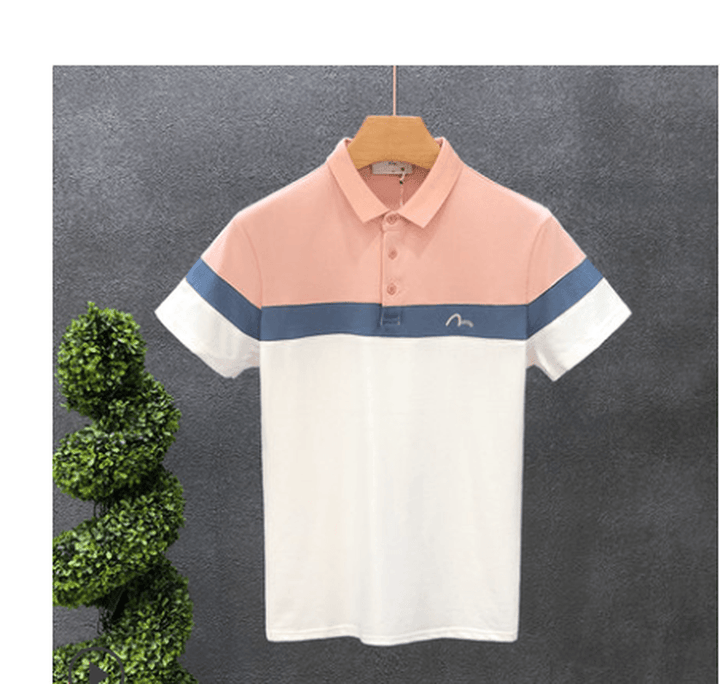 Summer Men'S Slim Lapel Contrast Color High End T Shirt - MRSLM