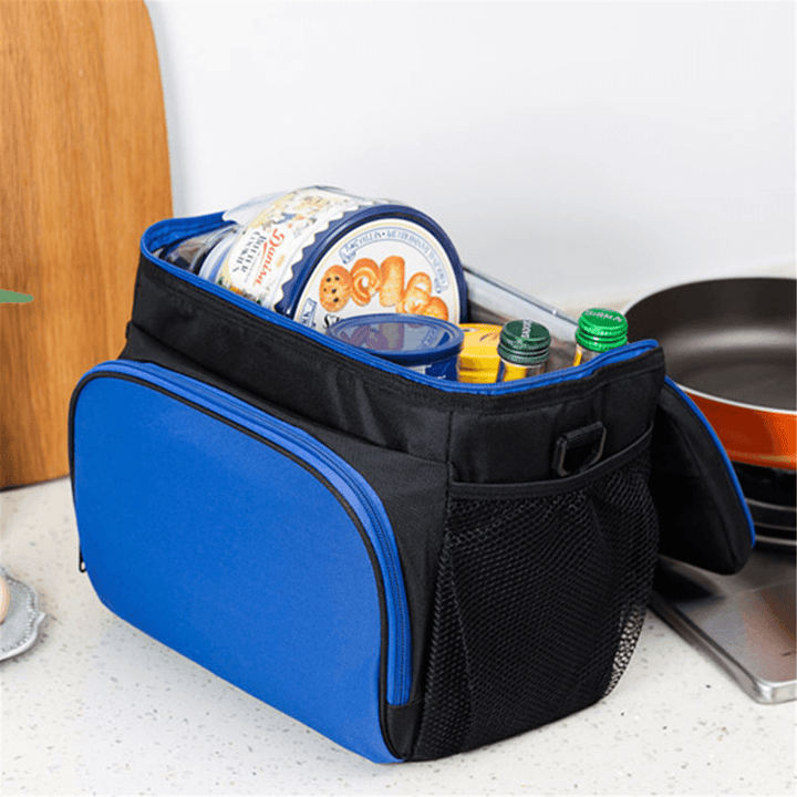 Large Capacity Insulated Portable Lunch Bag with Mesh Pocket Thermal Picnic Food Bag Waterproof Lunch Box - MRSLM