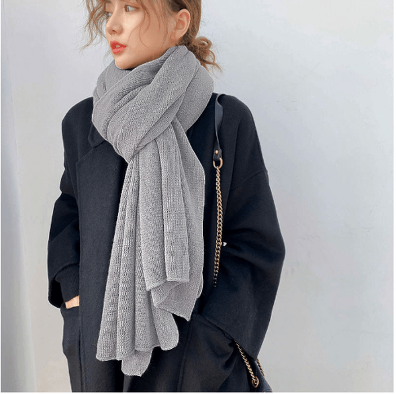 Pure Color Knitted Wool Scarf Women Autumn and Winter - MRSLM