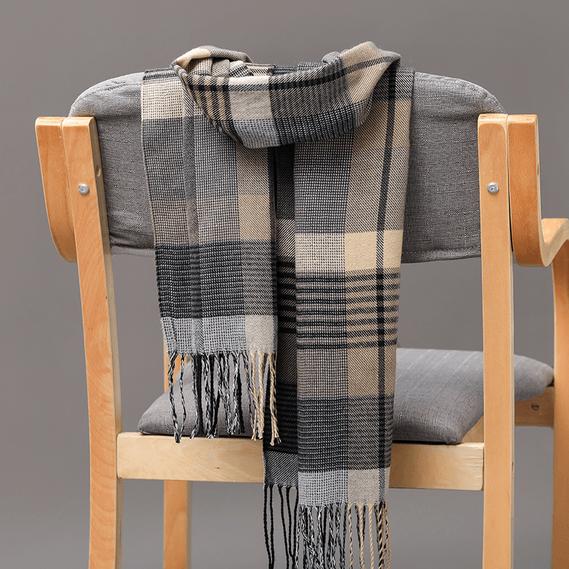 British Plaid Imitation Cashmere Tassels Couple Parent-Child Men'S Scarf - MRSLM