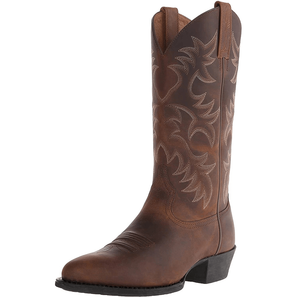 Men Classic Pointed Toe Comfy Wearable Mid-Calf Cowboy Boots - MRSLM