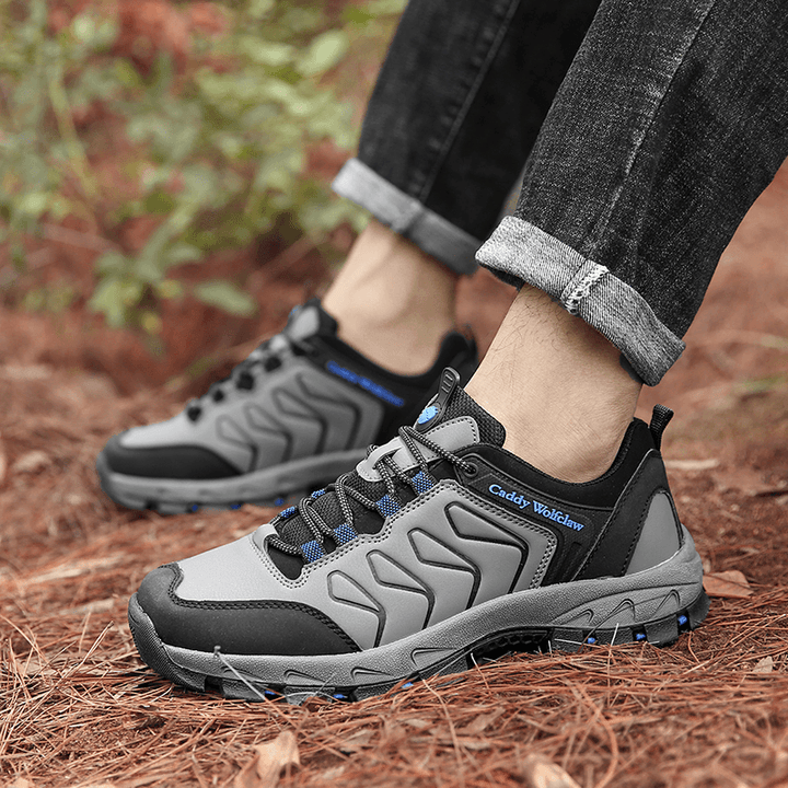 Men Breathable Mesh Splicing Soft Sole Non Slip Comfy Outdoor Casual Climbing Shoes - MRSLM