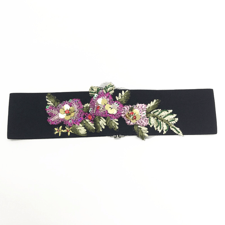 Embroidered Ladies Waist Flower-Shaped Decorative Buckle All-Match Single Loop Weaving - MRSLM