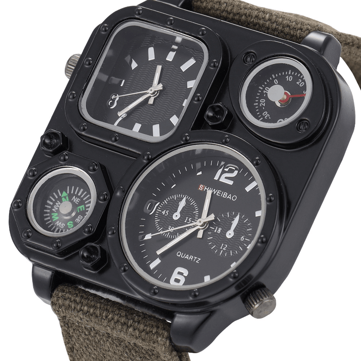 SHIWEIBAO 3 Colors Denim Alloy Men Vintage Watch Decorated Multi-Time Zone Dial Pointer Quartz Watch - MRSLM