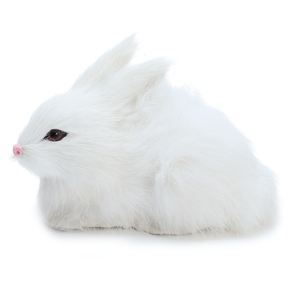 Lifelike Rabbit Crouching Animals Models Handmade Realistic Dolls Stuffed Plush Toy - MRSLM