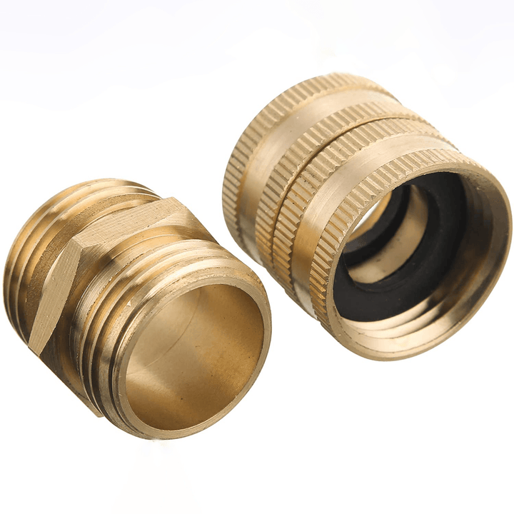 Garden Hose Two-Way Adapter 3/4 Inch Brass Male Female Two-Way Connector - MRSLM