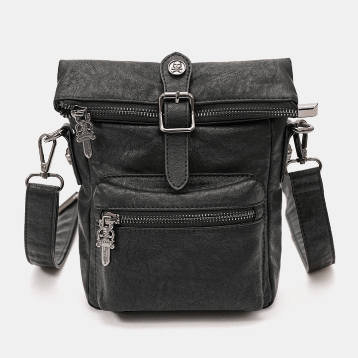 Men PU Leather Vintage 6.3 Inch Phone Bag Small Crossbody Bags Shoulder Bag - MRSLM
