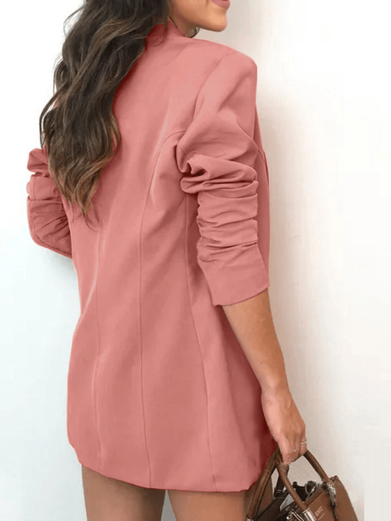 Women Solid Korean Business Style Simple V-Neck Button Cardigan - MRSLM
