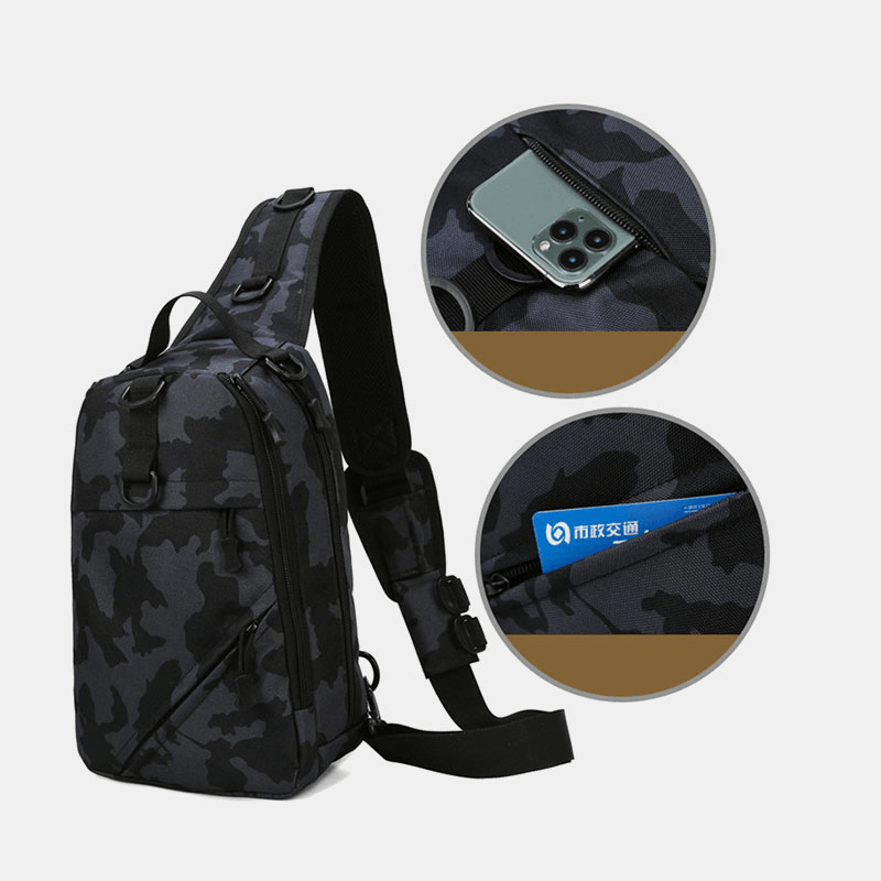 Men Camouflage Multi-Carry Tactical Fishing Travel Outdoor Chest Bag Shoulder Bag - MRSLM