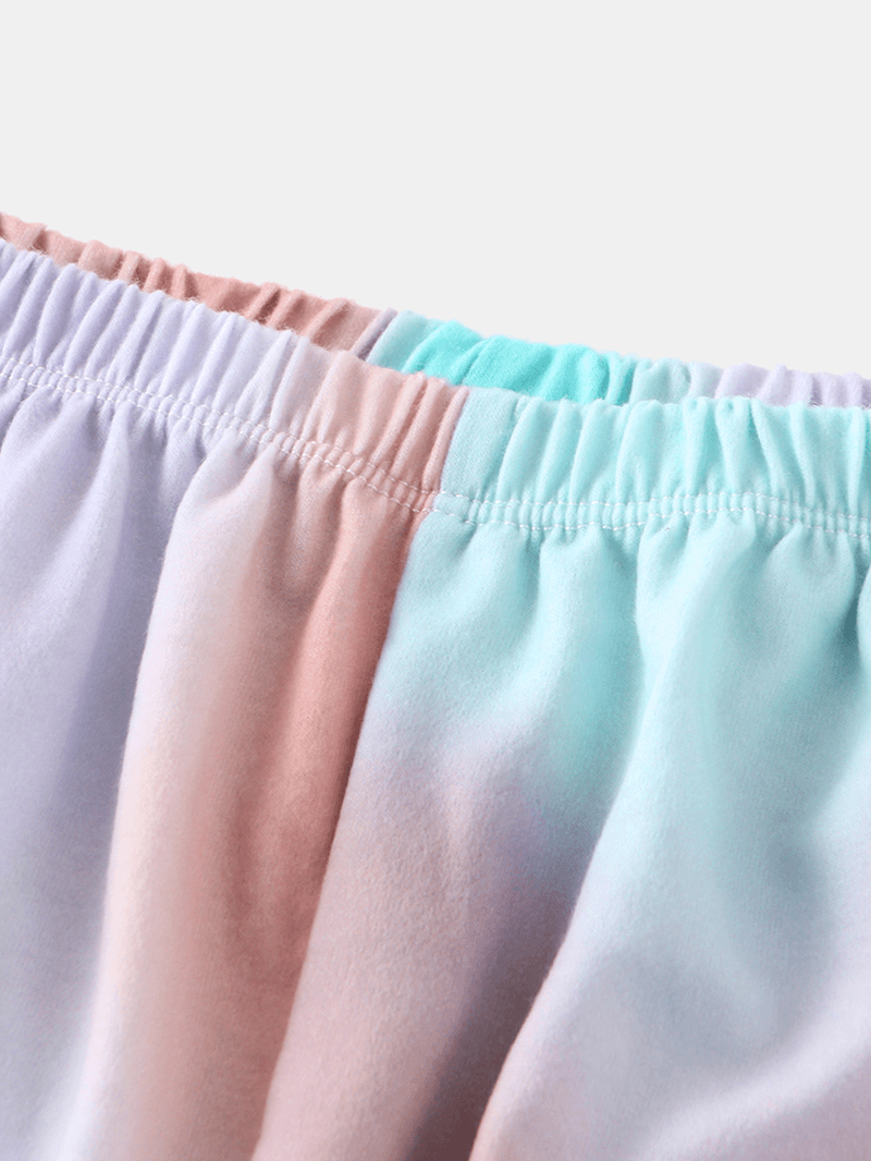Tie Dye Print Loungewear Set Dradient Short Sleeve Two Piece Pajamas - MRSLM