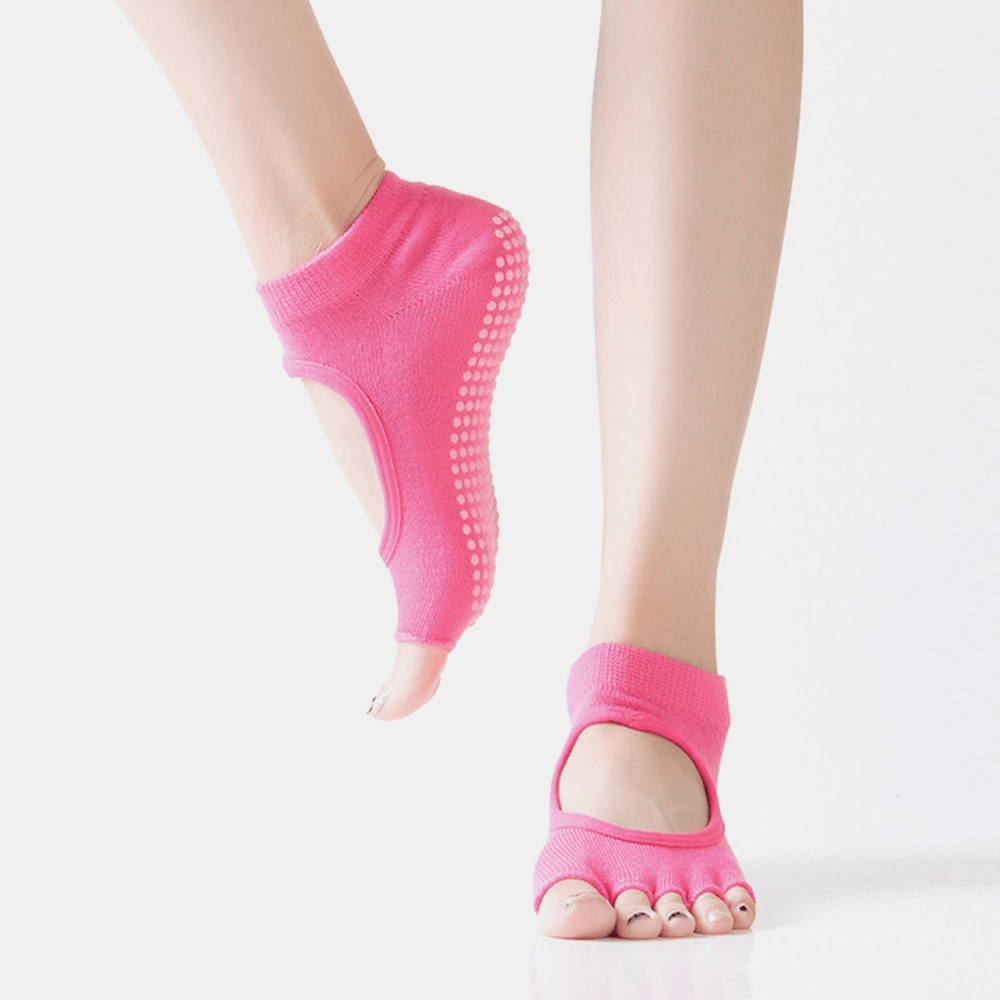 Women Breathable Non-Slip Dispensing Open Toe Yoga Socks Fitness Pilates Dance Socks - MRSLM