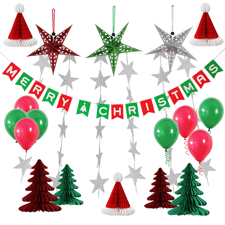 Merry Christmas Hats Trees Latex round Balloons Santa Xmas Party Home Decors - MRSLM