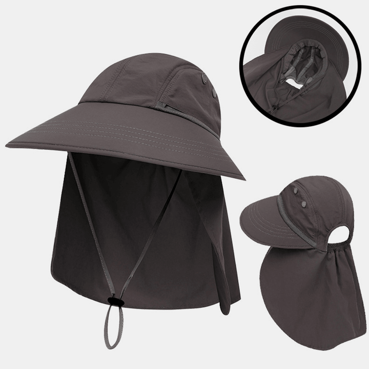 Unisex Nylon Solid Color Adjustable Summer Outdoor Sunshade Fishing Climbing Hat Breathable Bucket Hat - MRSLM