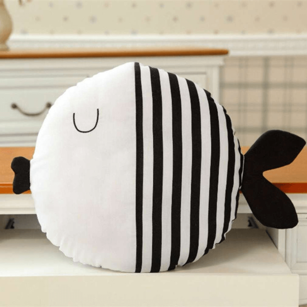 Cartoon Doll Pillow Cute Striped Polka Dot Fish Pillow Kids Accompany Sleeping Doll Cushion - MRSLM