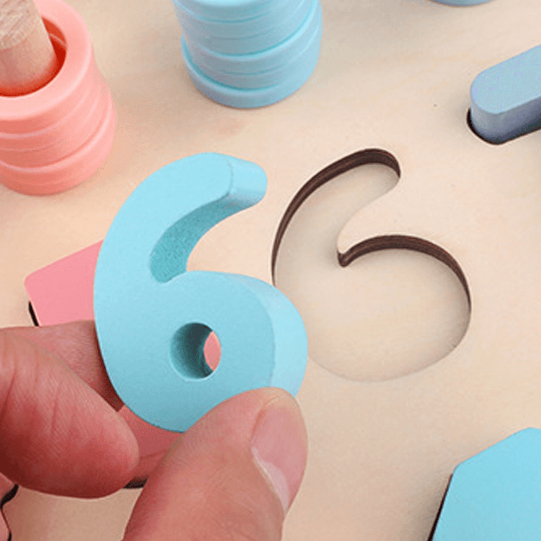 Kids Children Wooden Numbers Math Puzzle Board for Toddlers Educational Early Learning Toys - MRSLM