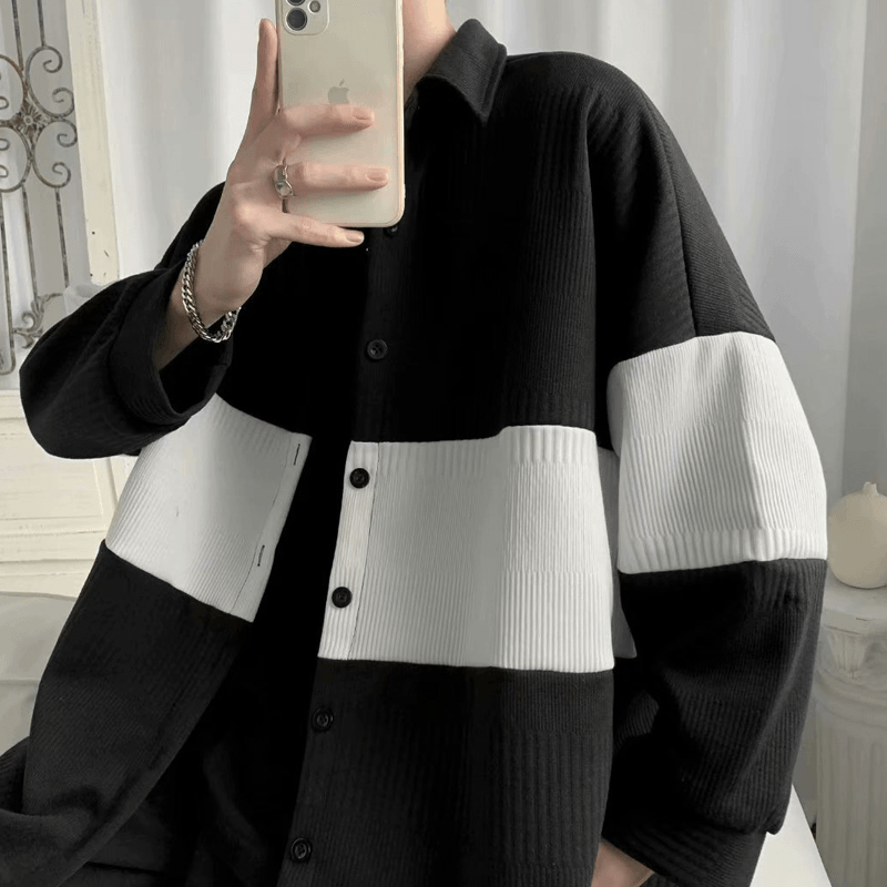 Fashion Men'S Loose Stitching Woolen Coat - MRSLM