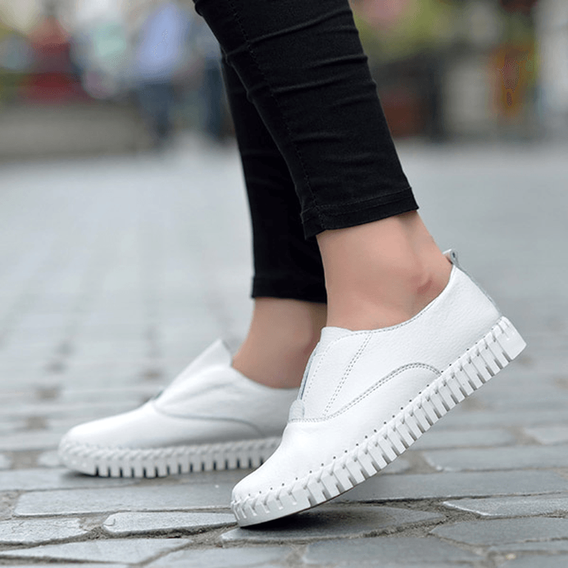 Women Spring Casual Flats Pointed Toe Soft Sole Shoes Slip on Flat Loafers - MRSLM