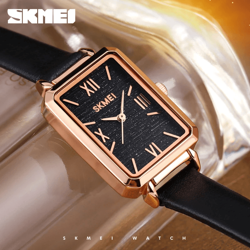 SKMEI 1706 Textured Dial Ultra Thin Ladies Wrist Watch Fashionable Leather Band Quartz Watch - MRSLM